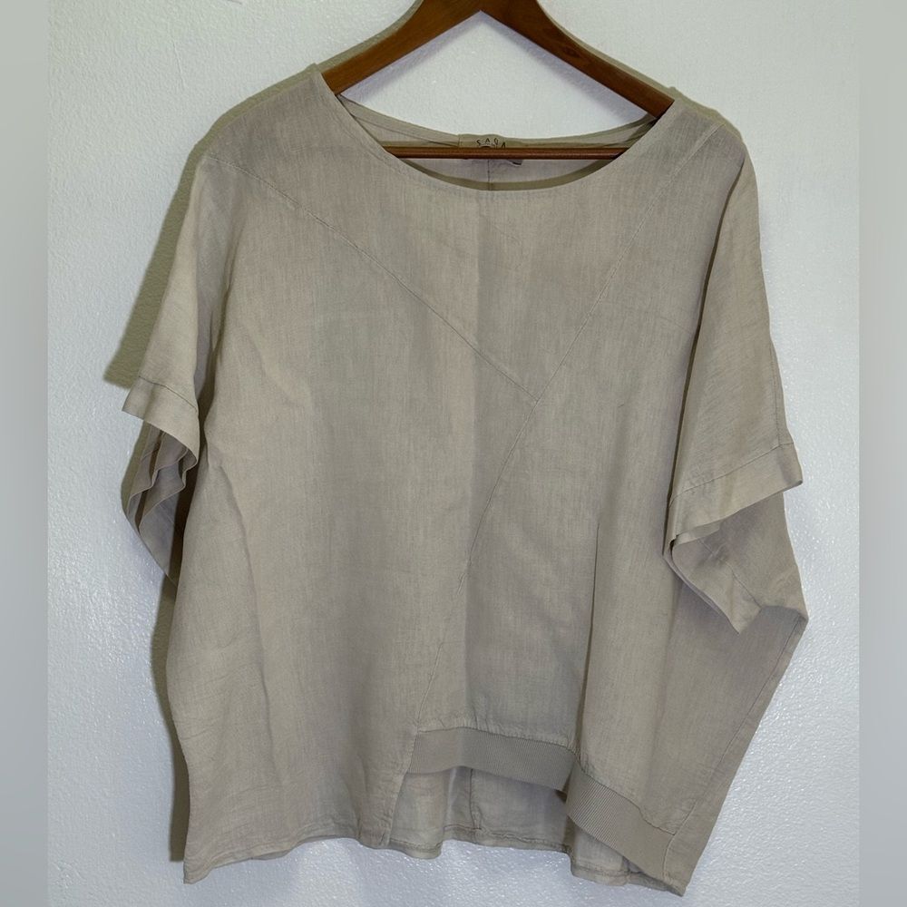 SAGA - Asymmetrical Linen Top Blouse - OS (better for M/L)